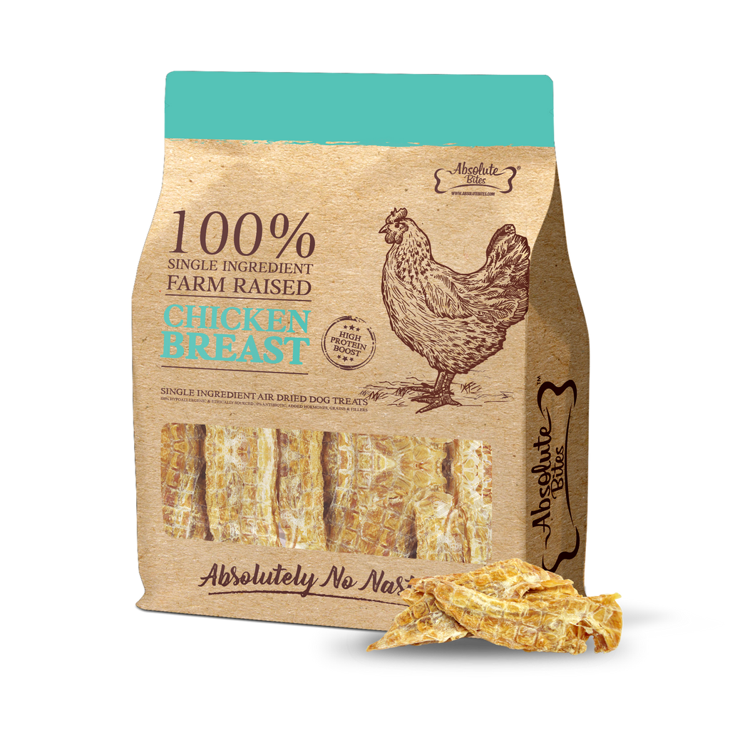 Absolute Bites Single Ingredient Air Dried Treats for Dogs - Chicken Breast (450g).