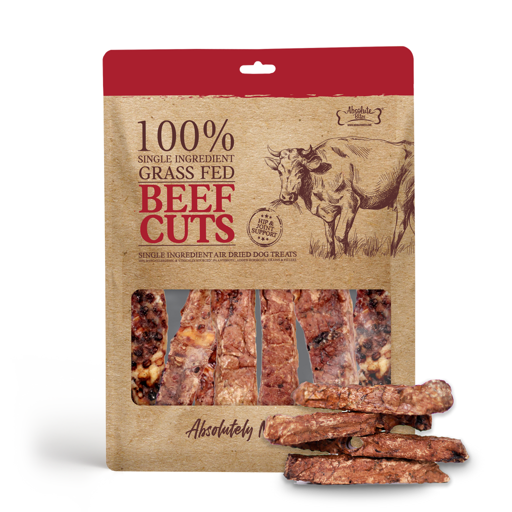 Absolute Bites Single Ingredient Air Dried Treats For Dogs - Beef Cuts (50g).