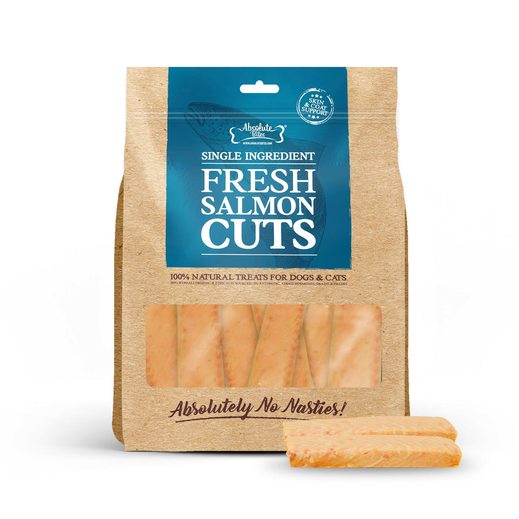 Absolute Bites Single Ingredient Fresh Cuts Treat for Cats & Dogs - Salmon Cut (240g) | 12pcs.