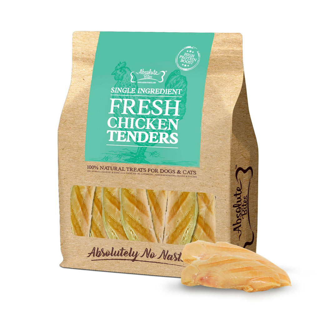 Absolute Bites Single Ingredient Fresh Cuts Treat for Cats & Dogs - Chicken Tenderloin (360g) | 12pcs.