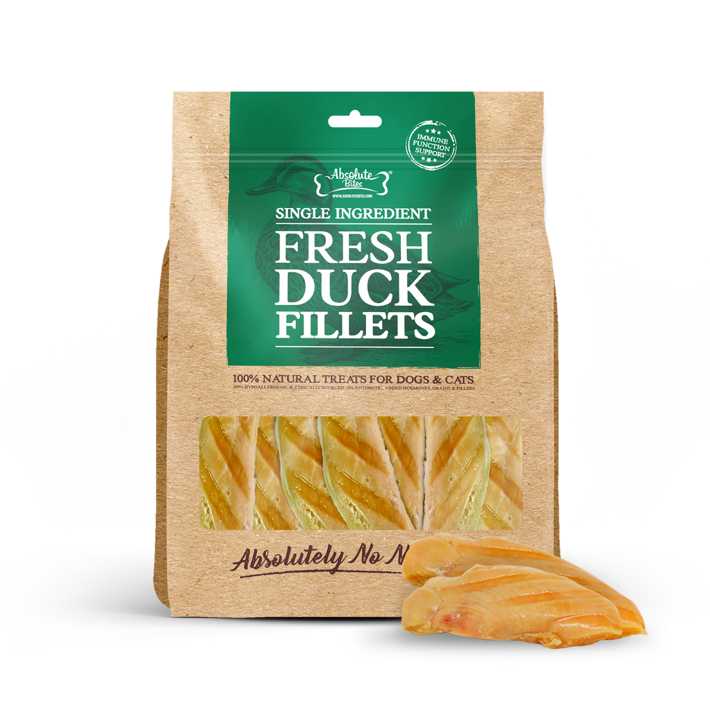 Absolute Bites Single Ingredient Fresh Cuts Treat for Cats & Dogs - Fresh Duck Fillets (360g) | 12pcs.