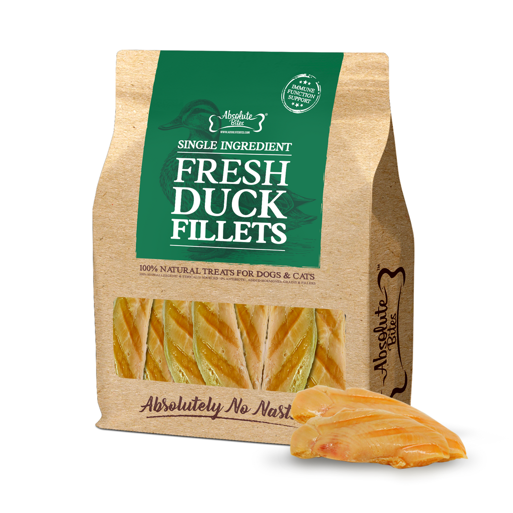 Absolute Bites Single Ingredient Fresh Cuts Treat for Cats & Dogs - Fresh Duck Fillets (360g) | 12pcs.
