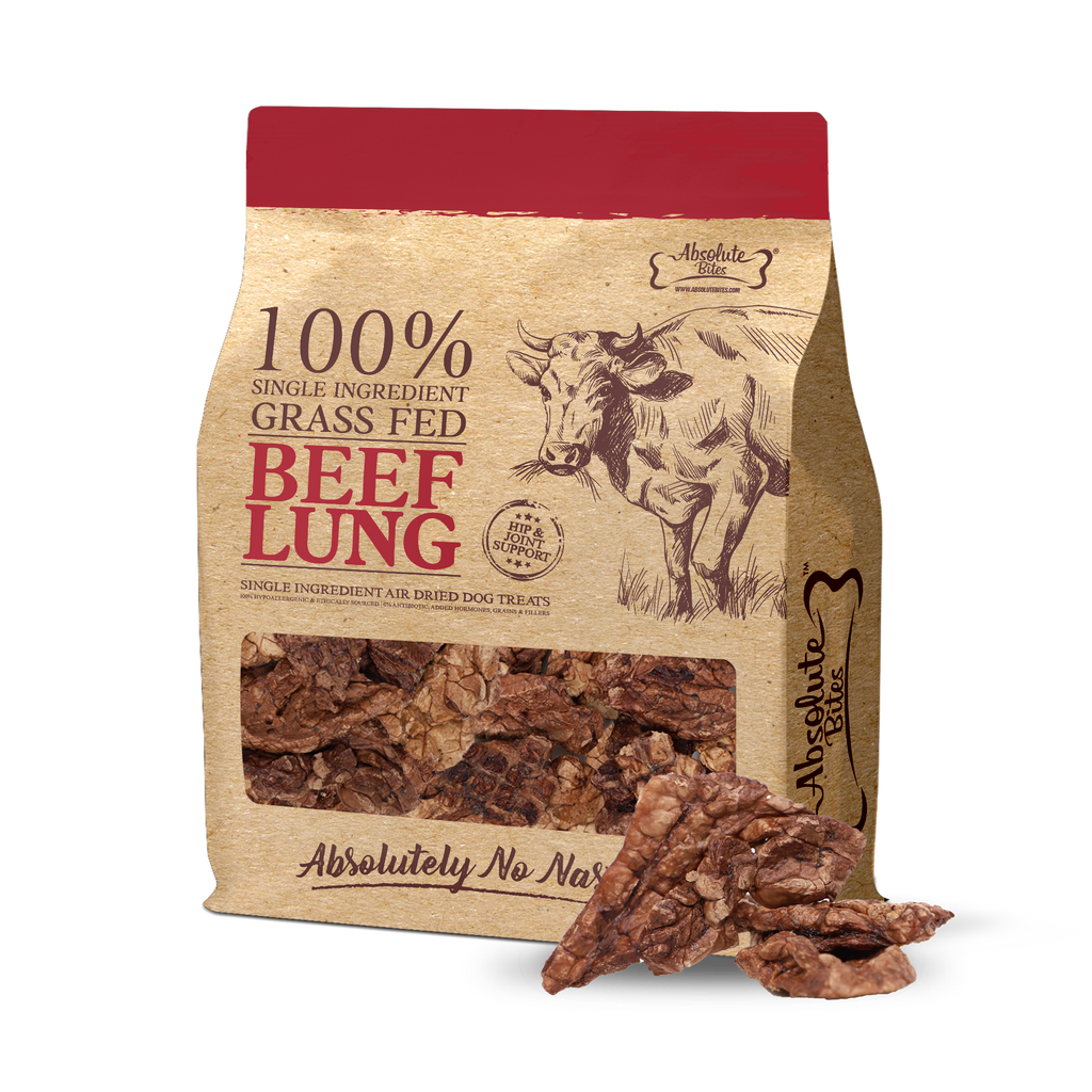 Absolute Bites Single Ingredient Air Dried Treats For Dogs - Beef Lung (130g).