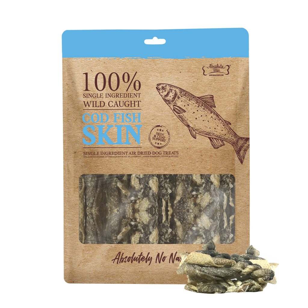 Absolute Bites Single Ingredient Air Dried Treats for Dogs - Cod Fish Platter (60g).