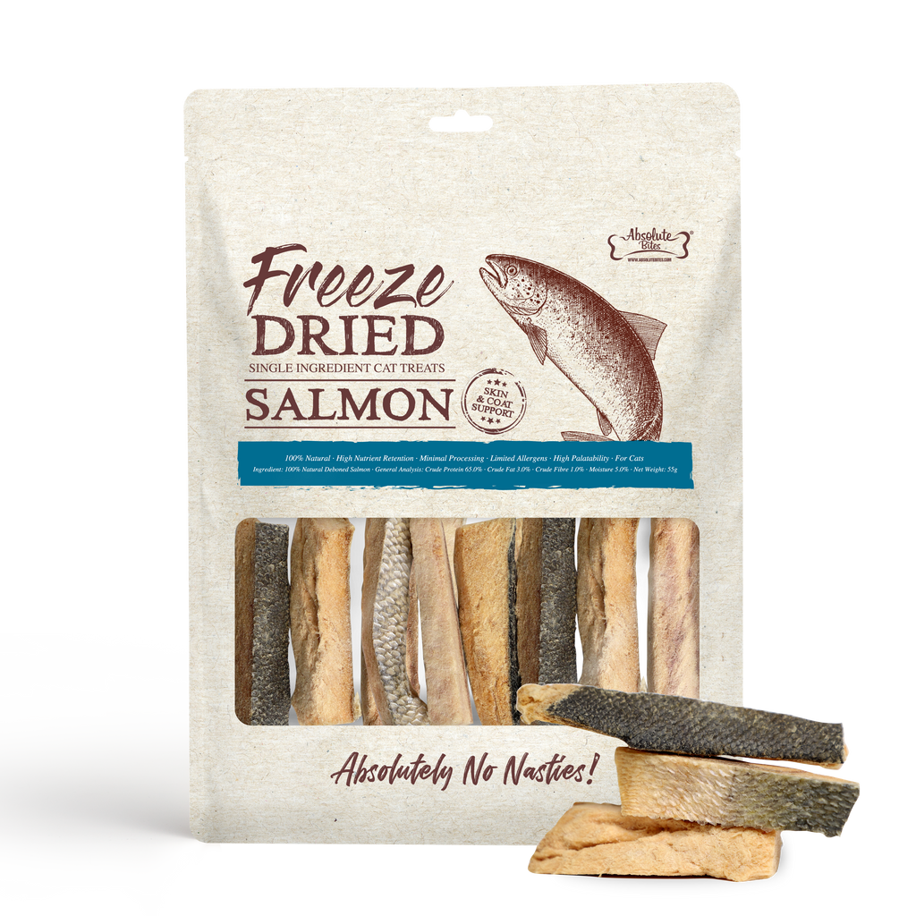 Absolute Bites Single Ingredient Freeze Dried Cat Treats - Salmon (55g).