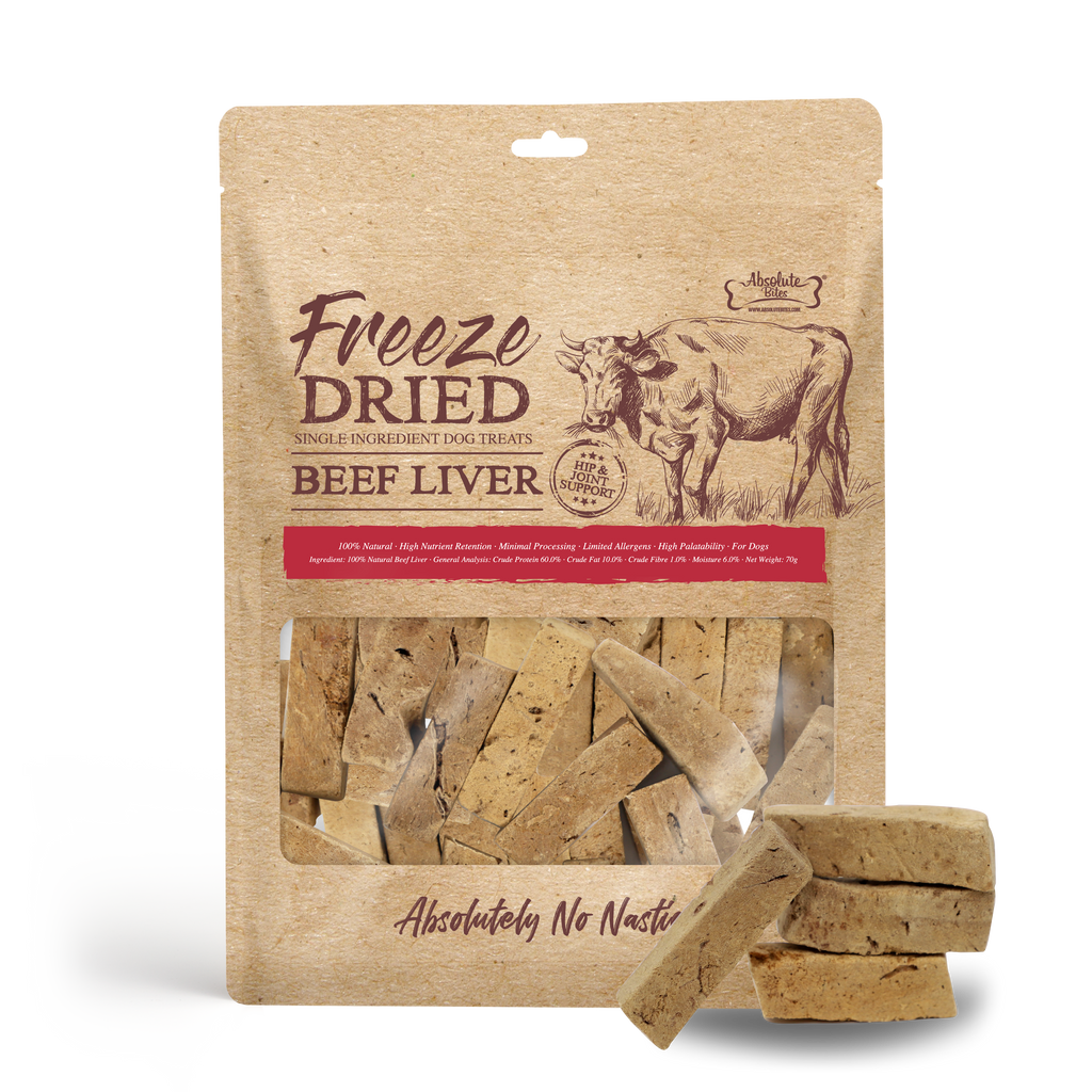 Absolute Bites Single Ingredient Freeze Dried Dog Treats - Beef Liver (70g).
