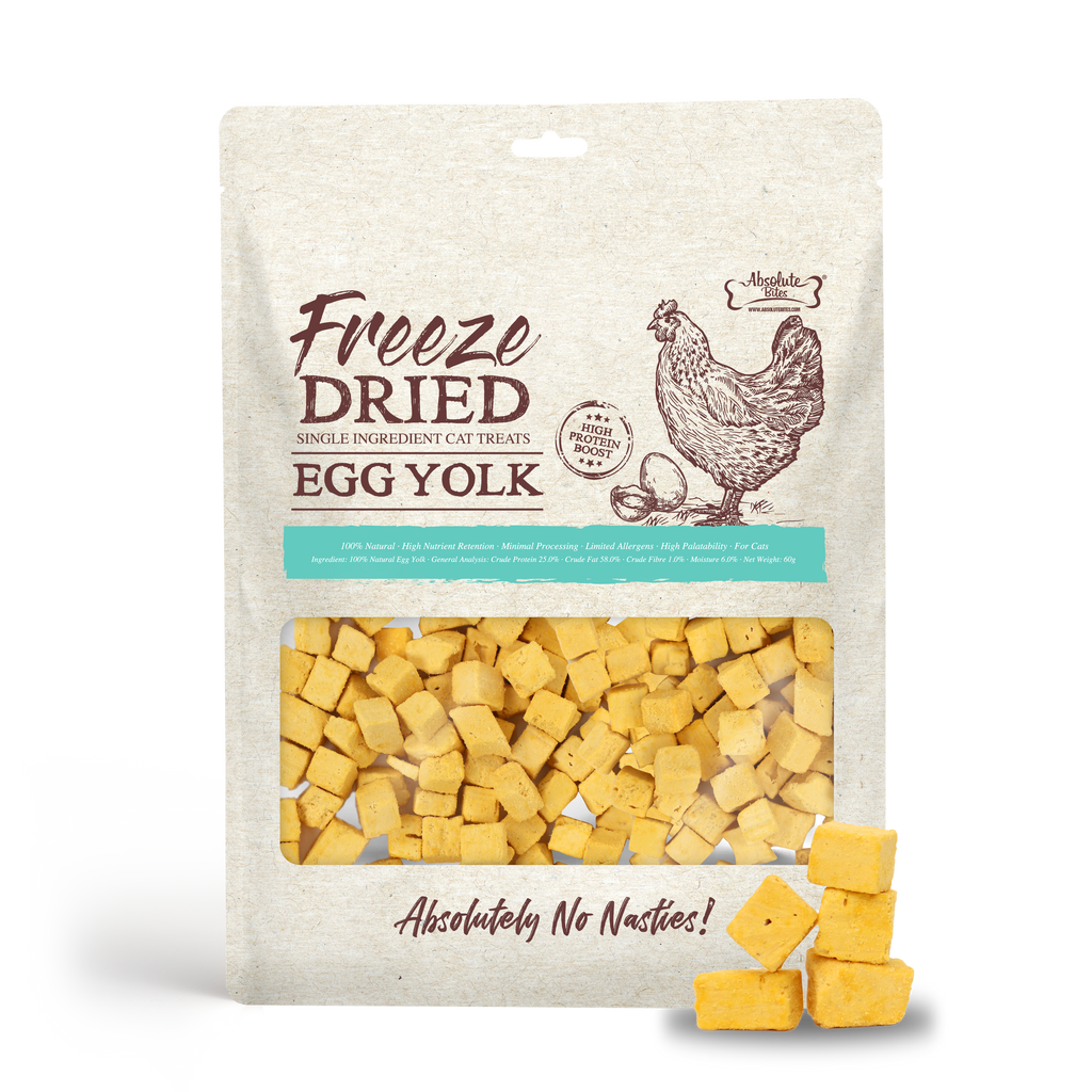 Absolute Bites Single Ingredient Freeze Dried Cat Treats - Egg Yolk (60g).