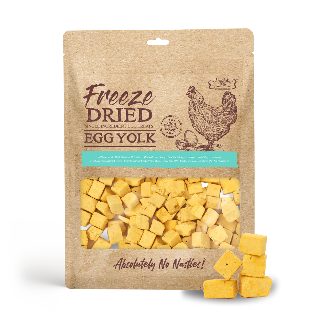 Absolute Bites Single Ingredient Freeze Dried Dog Treats - Egg Yolk (60g).