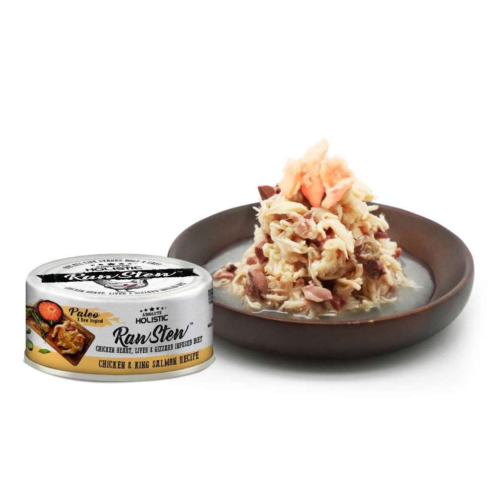 Absolute Holistic Raw Stew Canned Food for Cats & Dogs - Chicken & Salmon (80g).