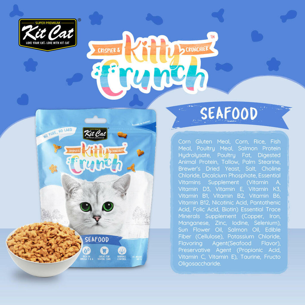 Kit Cat Kitty Crunch Cat Treats - Seafood (60g).