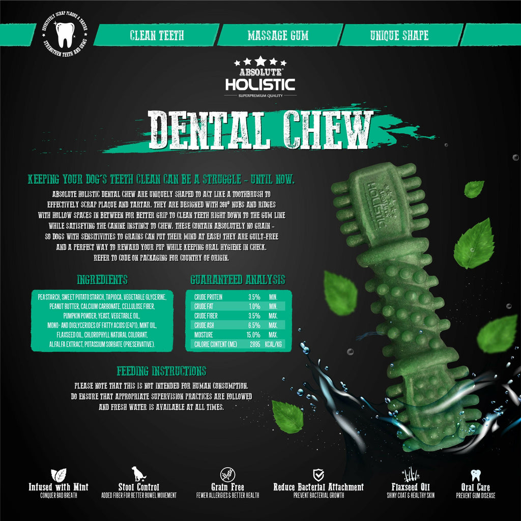 Absolute Holistic Value Pack Dental Chews for Dogs -  Fresh Mint (160g).