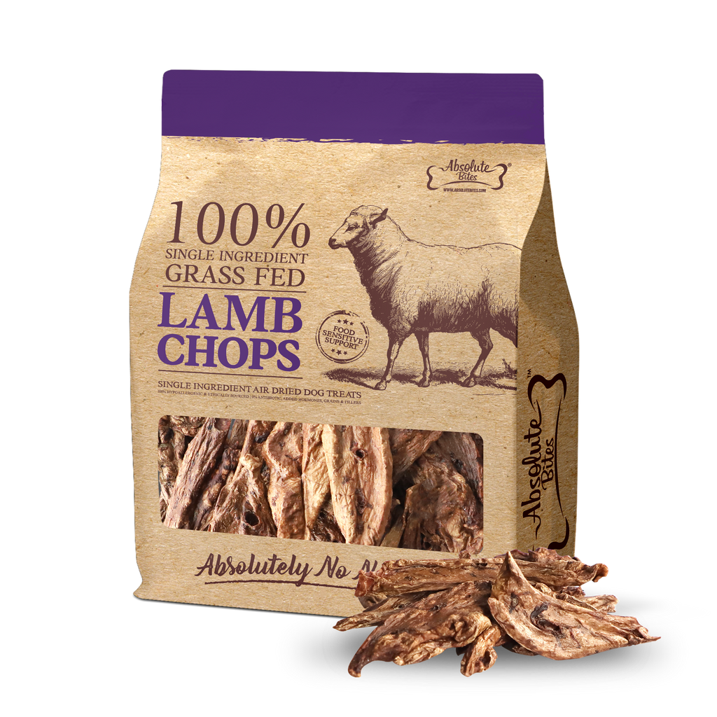 Absolute Bites Single Ingredient Air Dried Treats for Dogs - Lamb Chop (150g).