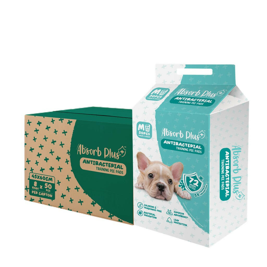 [CTN OF 8] Absorb Plus Antibacterial Pee Pad Pet Sheets - M (8x50pcs) | 45cm x 60cm.