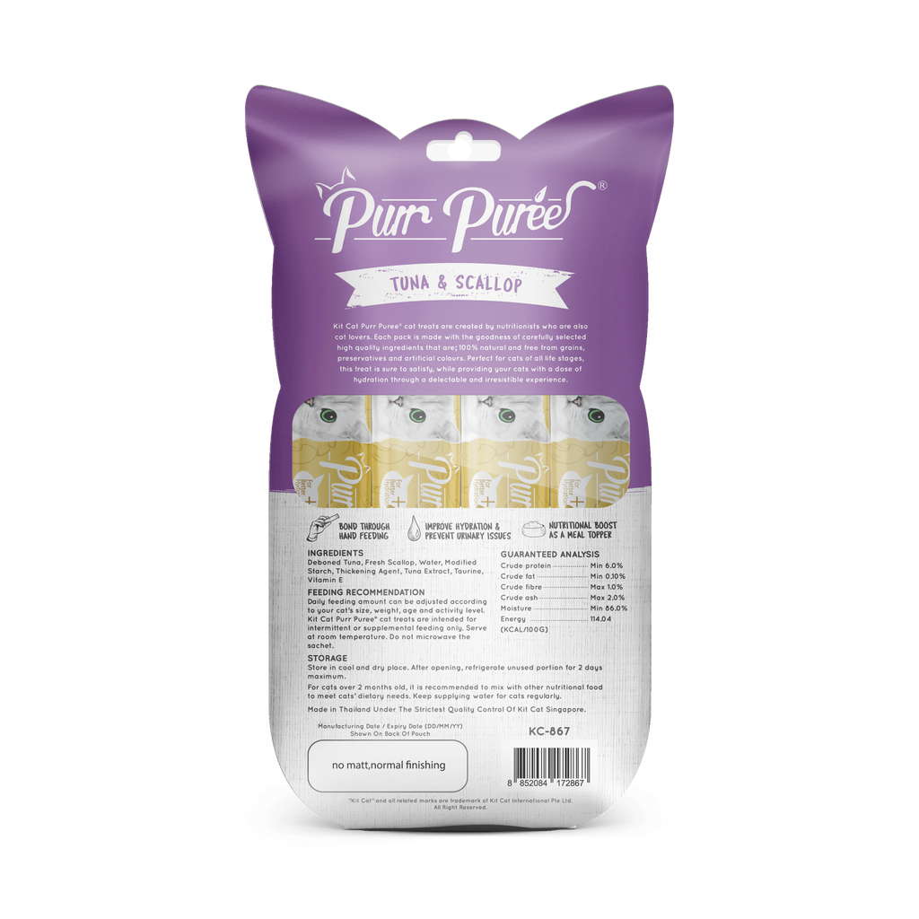 Kit Cat Purr Puree Liquid Cat Treats - Tuna & Scallop (4x15g).