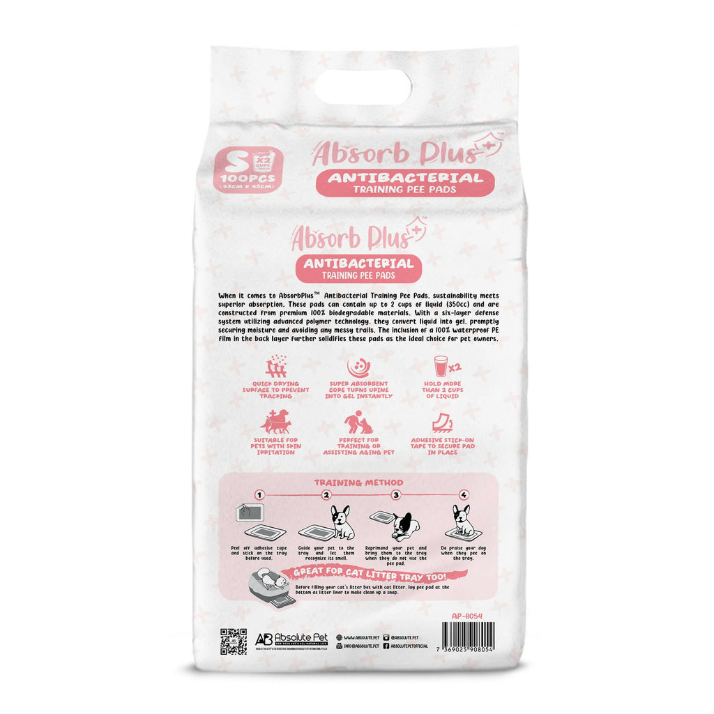 [CTN OF 8] Absorb Plus Antibacterial Pee Pad Pet Sheets - S (8x100pcs) | 35cm x 45cm.