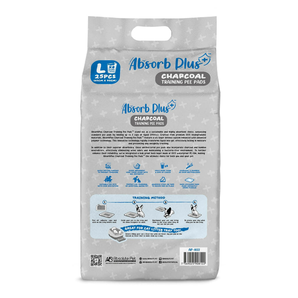 Absorb Plus Charcoal Pee Pad Pet Sheets - L (25pcs) | 60cm x 90cm.