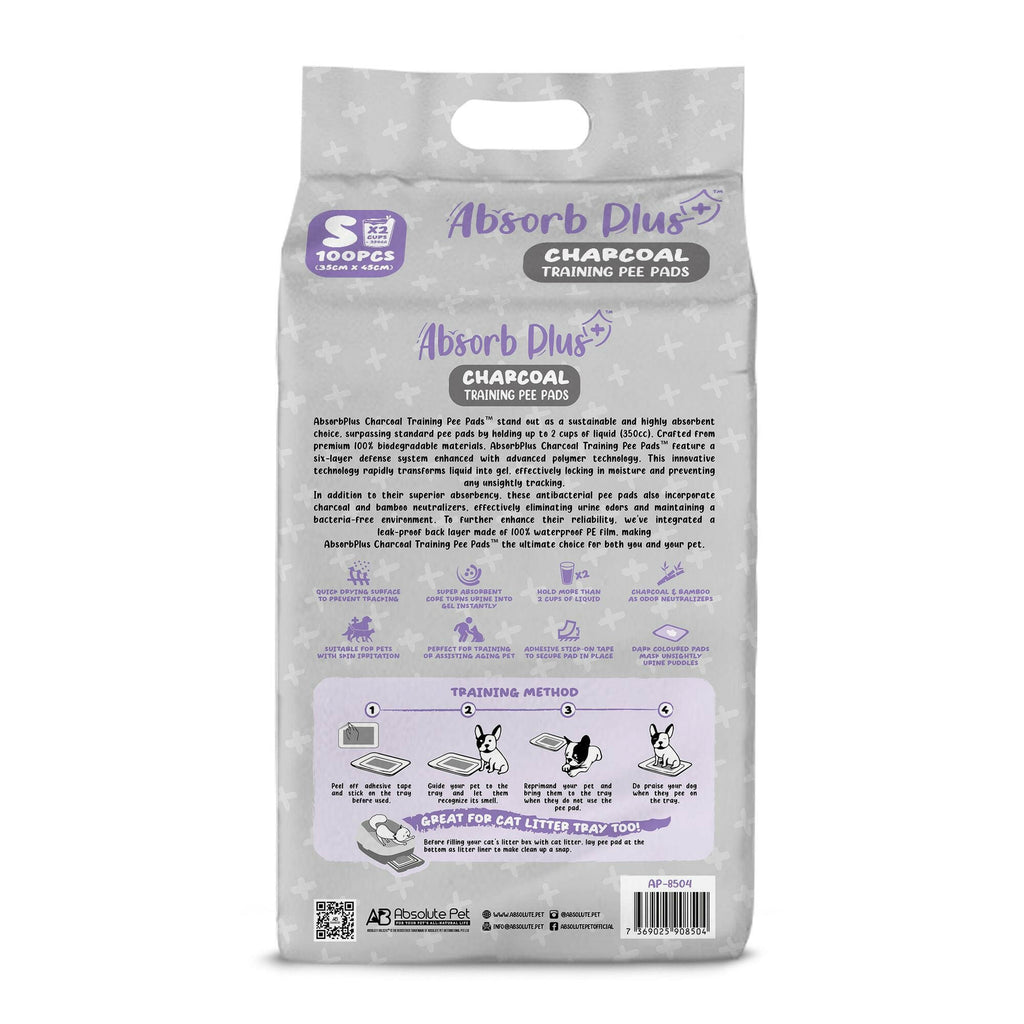 Absorb Plus Charcoal Pee Pad Pet Sheets - S (100pcs) | 35cm x 45cm.