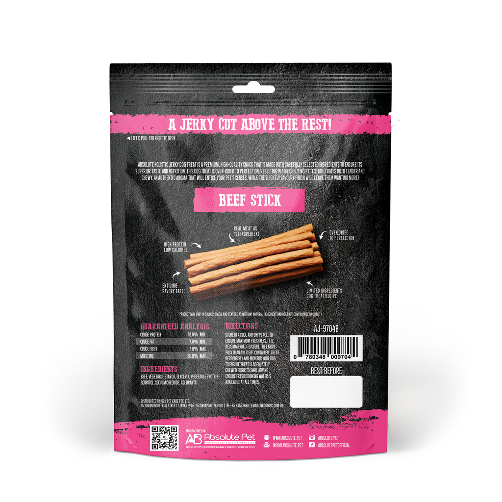 Absolute Holistic Grain Free Treats for Dog - Beef Jerky Loin Stick (100g).