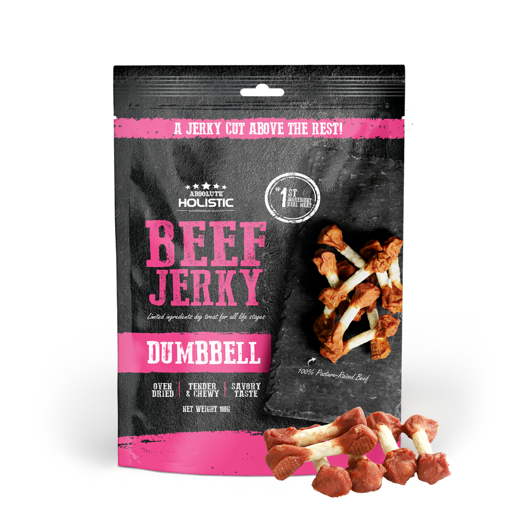 Absolute Holistic Grain Free Treats for Dog - Beef Jerky Dumbbell (100g).