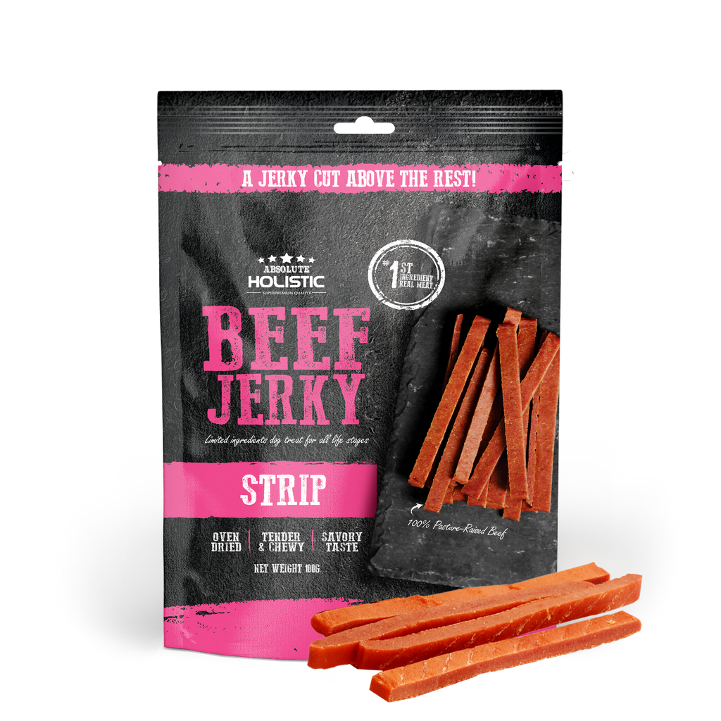 Absolute Holistic Grain Free Treats for Dog - Beef Jerky Loin Strip (100g).