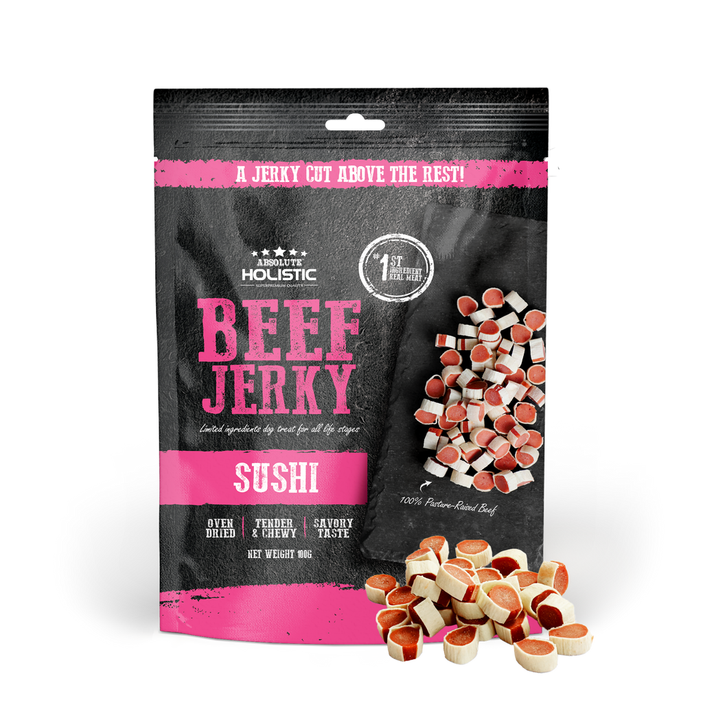 Absolute Holistic Grain Free Treats for Dog - Beef Jerky Sushi (100g).