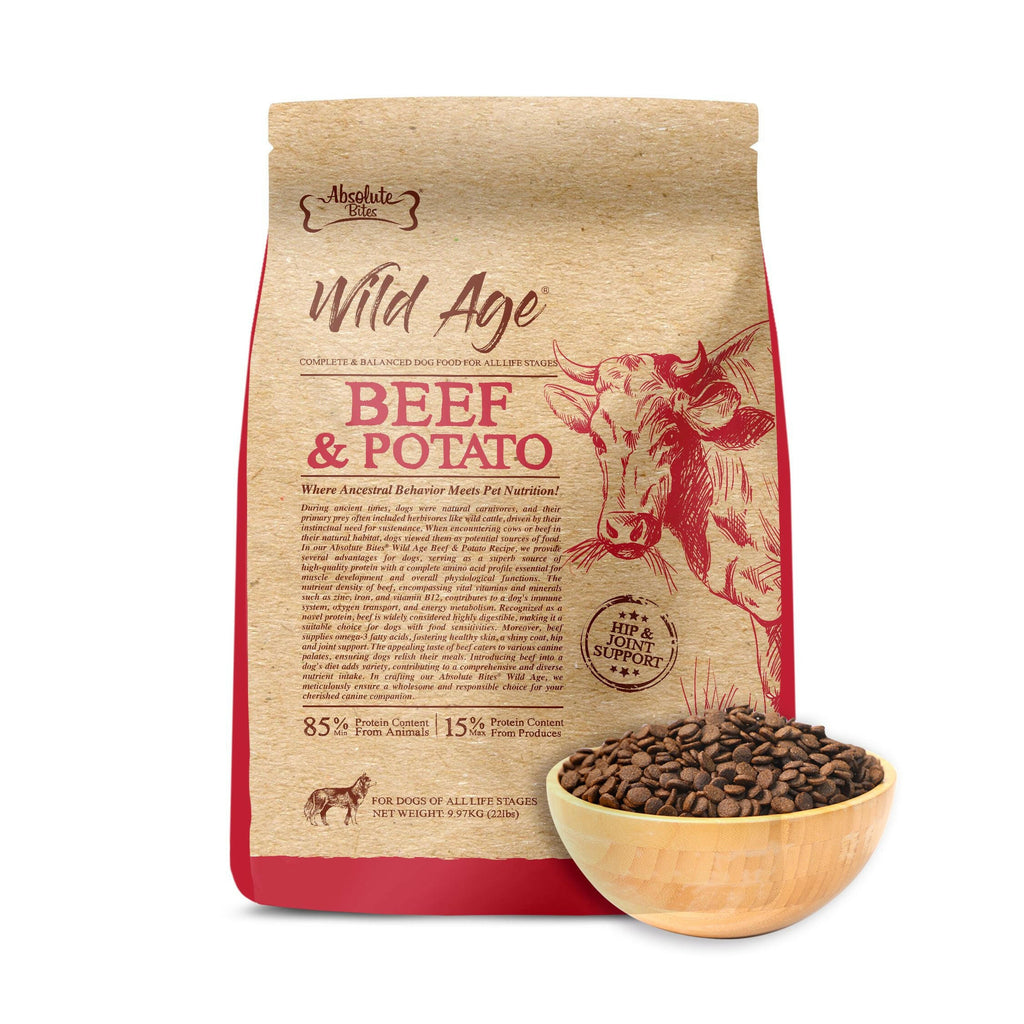 Absolute Bites Wild Age Dry Dog Food - Beef & Potato (22lbs).