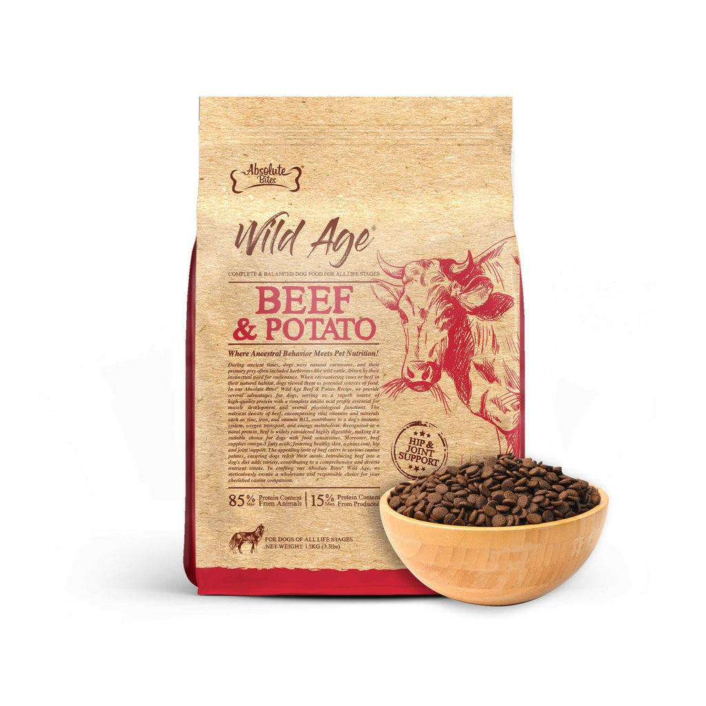 Absolute Bites Wild Age Dry Dog Food - Beef & Potato (3.3lbs).