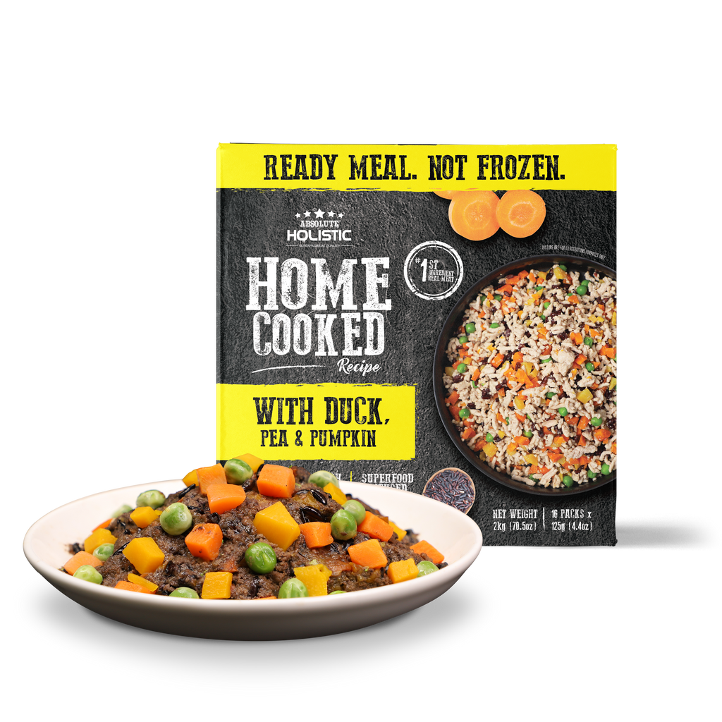 Absolute Holistic Home Cooked Style Recipe Gently Cooked Dog Food (2kg) - Duck, Peas & Pumpkin.