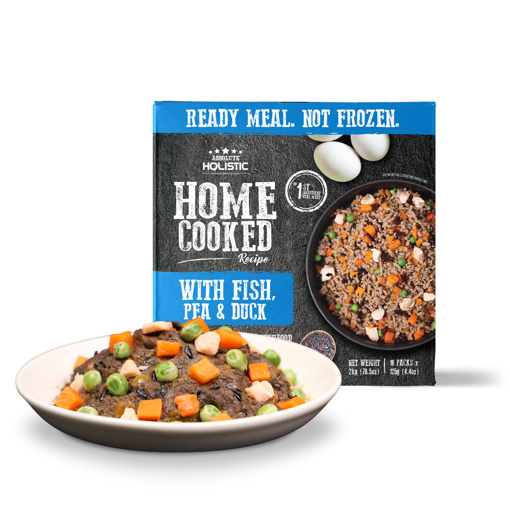 Absolute Holistic Home Cooked Style Recipe Gently Cooked Dog Food (2kg) - Fish, Peas & Duck.