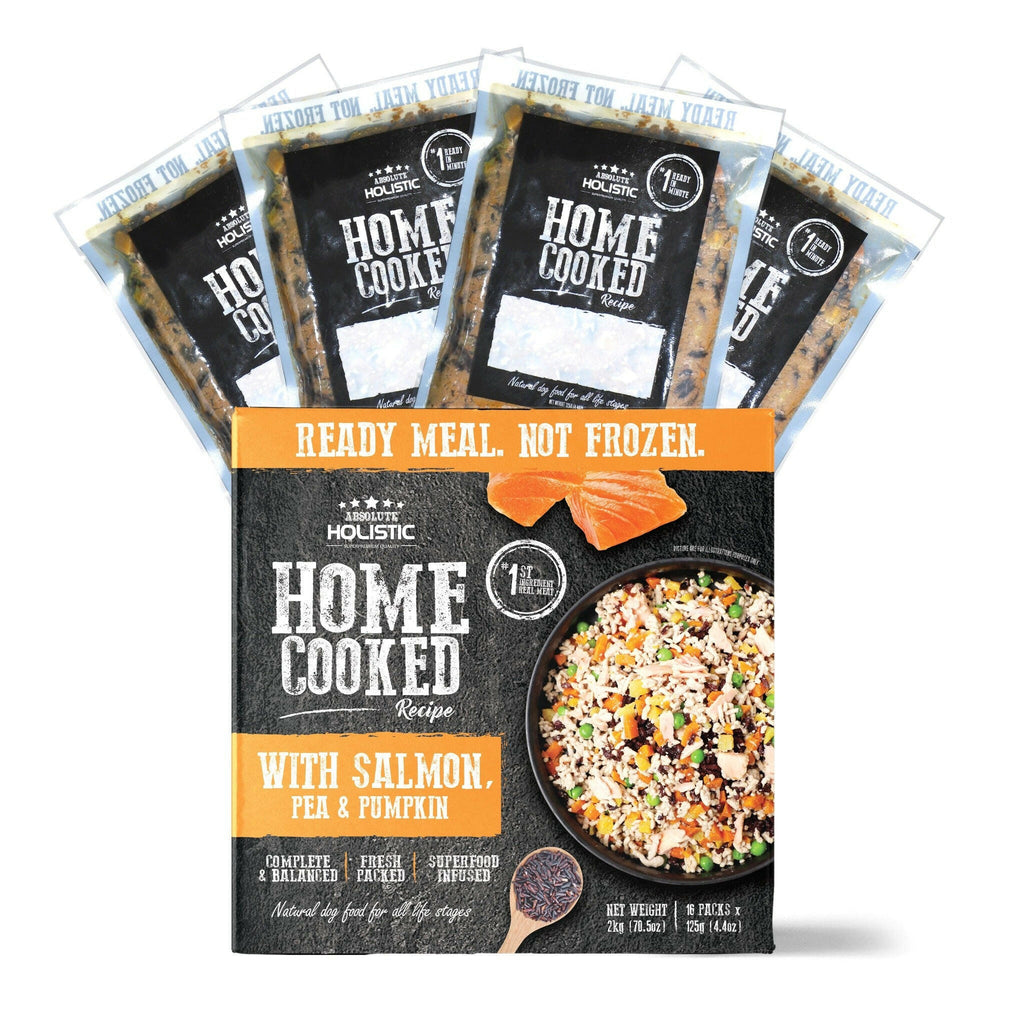 Absolute Holistic Home Cooked Style Recipe Gently Cooked Dog Food (2kg) - Salmon, Peas & Pumpkin.