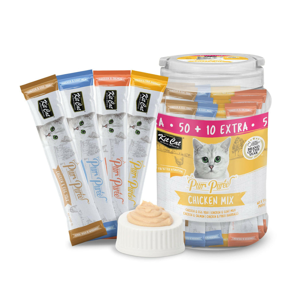 Kit Cat Purr Puree Liquid Treats for Cats - Chicken Mix (15g) | 60 Sticks.