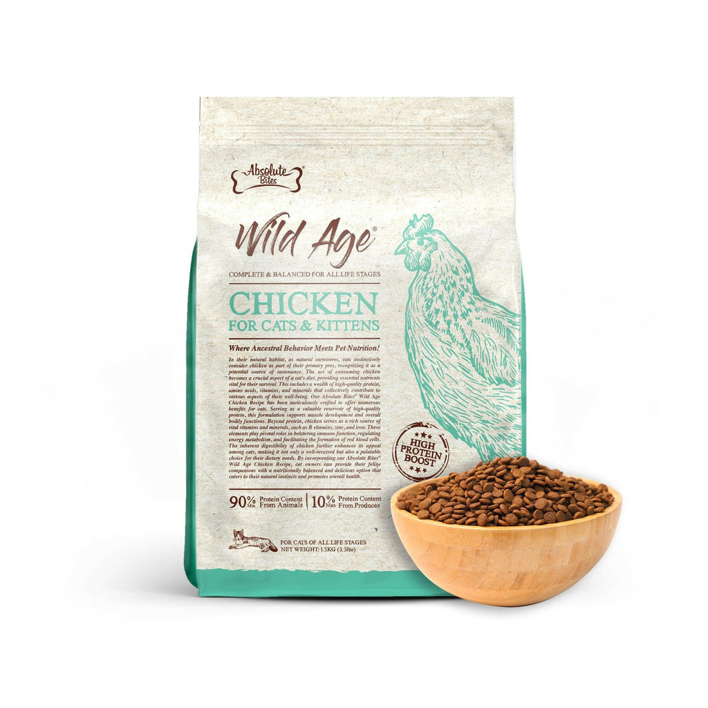 Absolute Bites Wild Age Dry Cat Food - Chicken (3.3lbs).