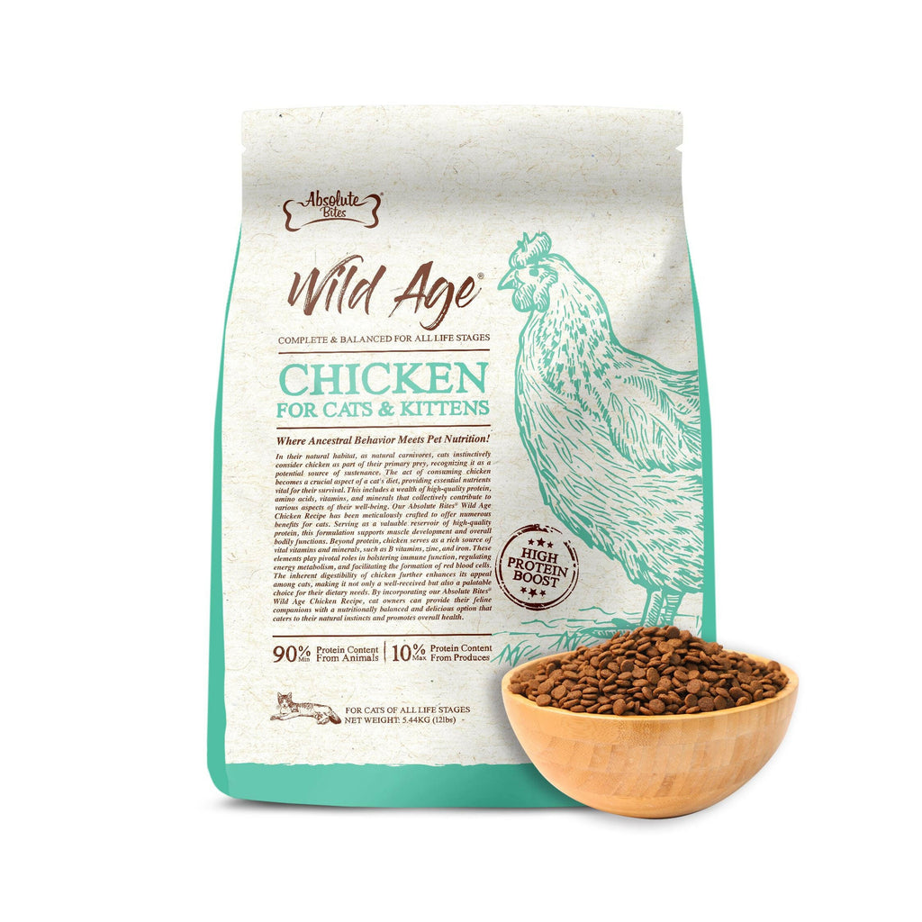 Absolute Bites Wild Age Dry Cat Food - Chicken (12lbs).