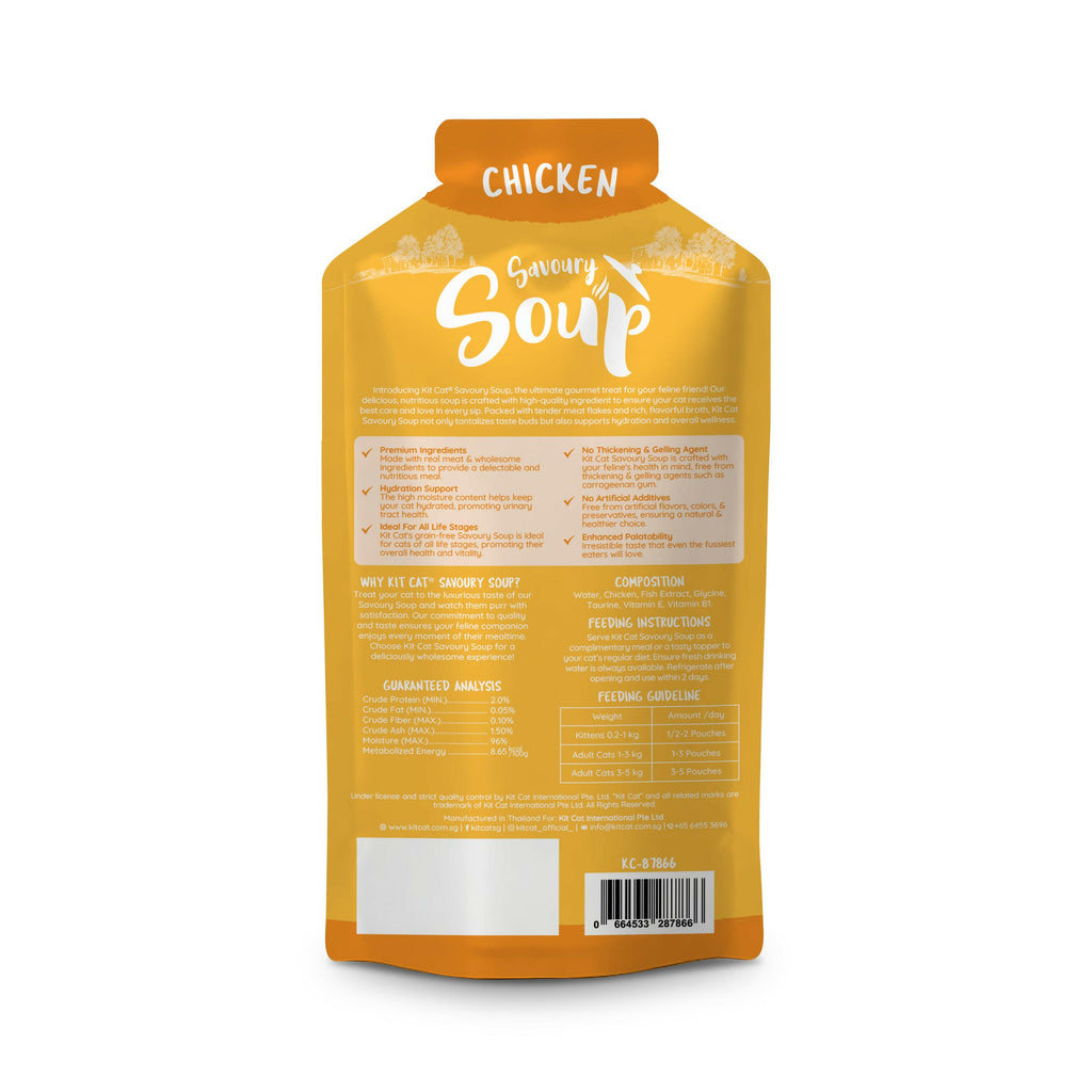 Kit Cat Savoury Soup Wet Food Pouches for Cats - Chicken (50g x 6).