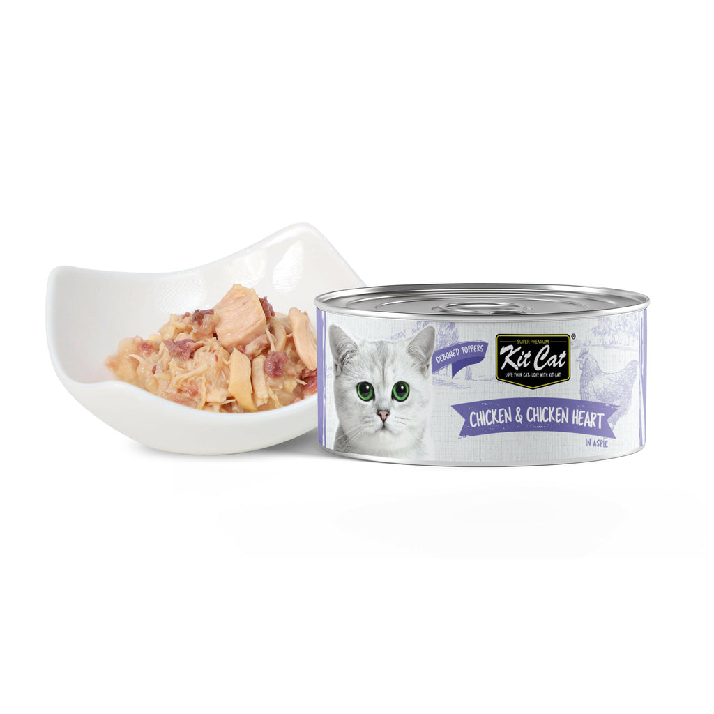 Kit Cat Deboned Toppers Cat Canned Food - Chicken & Chicken Heart (80g).