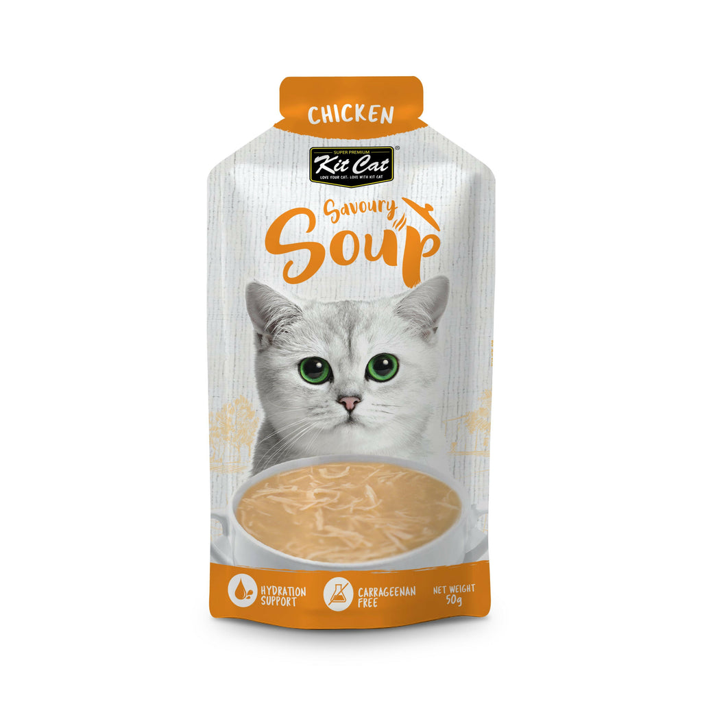 Kit Cat Savoury Soup Wet Food Pouches for Cats - Chicken (50g x 6).