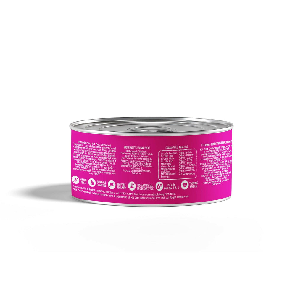 Kit Cat Deboned Toppers Cat Canned Food - Chicken & Prawn Toppers (80g).