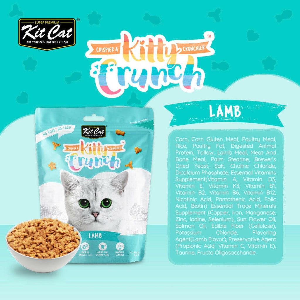 Kit Cat Kitty Crunch Cat Treats - Lamb (60g).