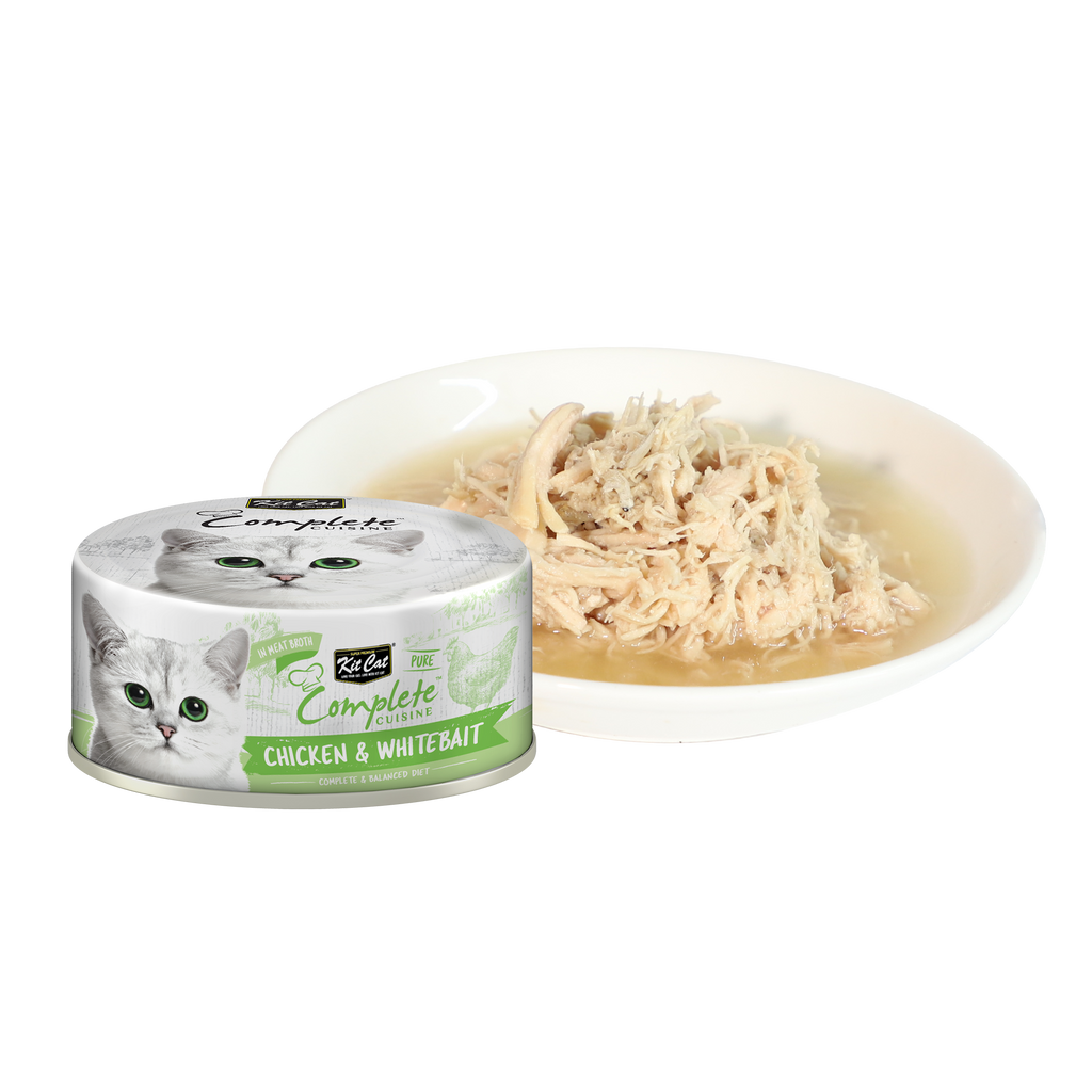 [CTN of 24]Kit Cat Complete Cuisine Pure Wet Cat Food - Chicken & Whitebait (70g).