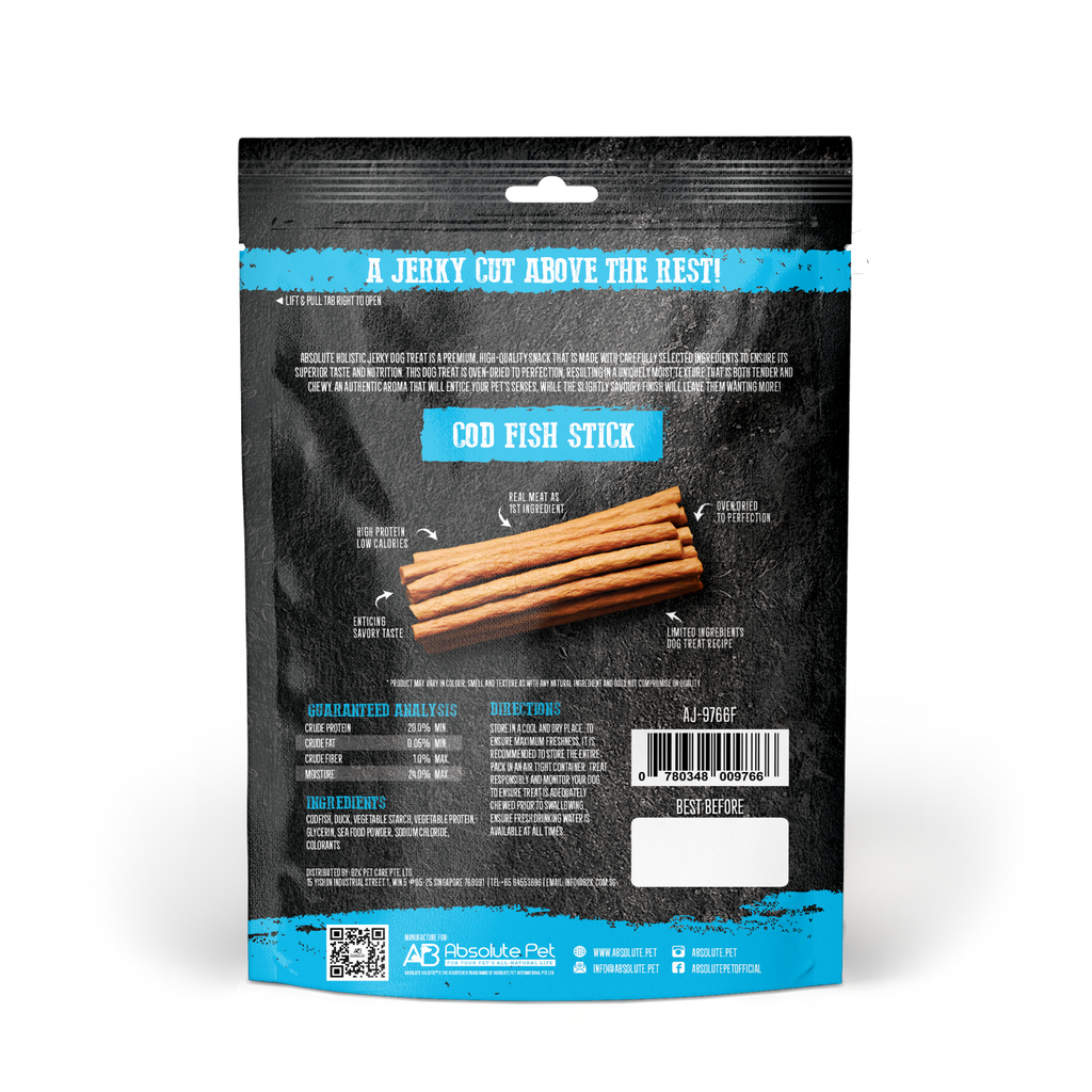 Absolute Holistic Grain Free Treats for Dog - Codfish Jerky Loin Stick (100g).