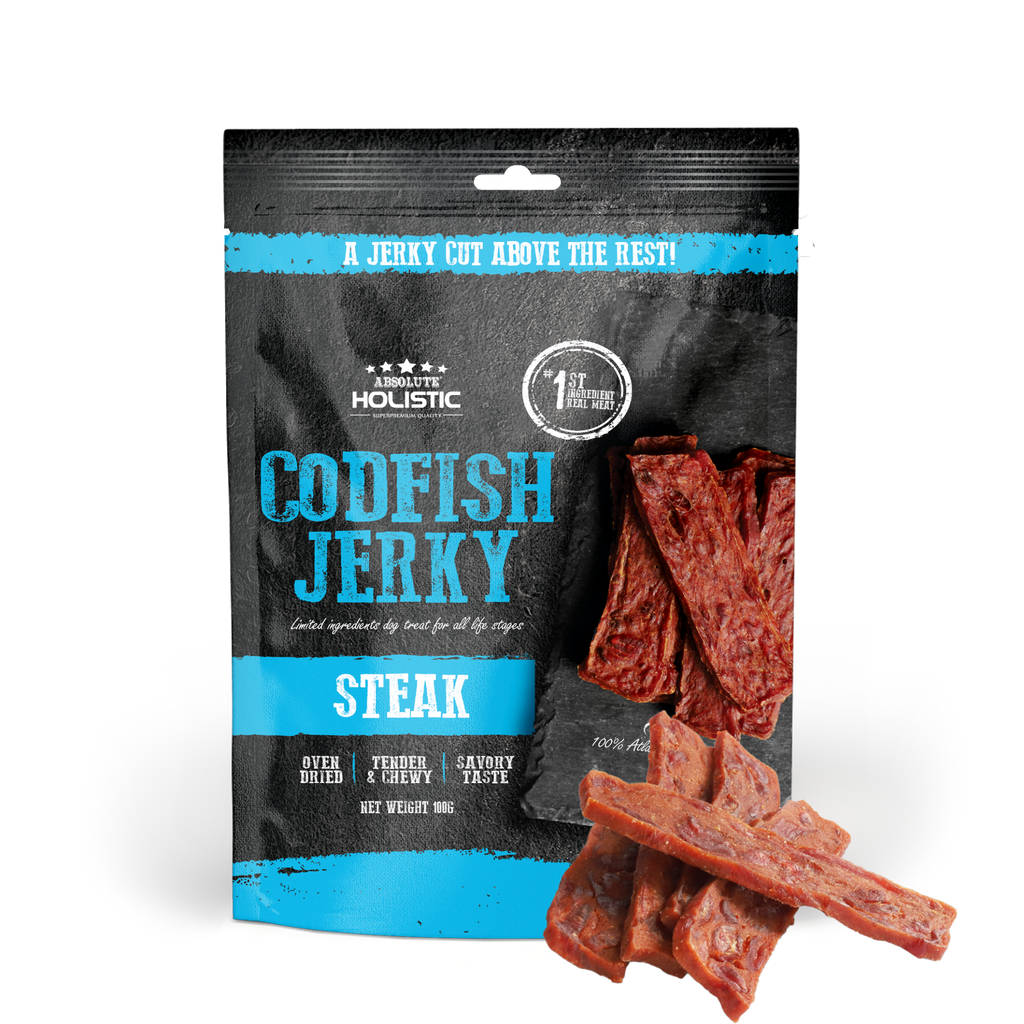 Absolute Holistic Grain Free Treats for Dog - Codfish Jerky Steak (100g).