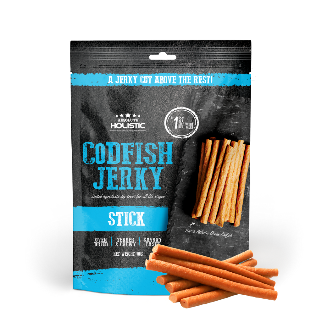 Absolute Holistic Grain Free Treats for Dog - Codfish Jerky Loin Stick (100g).