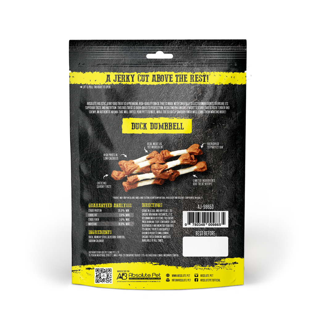 Absolute Holistic Grain Free Treats for Dog - Duck Jerky Dumbbell (100g).