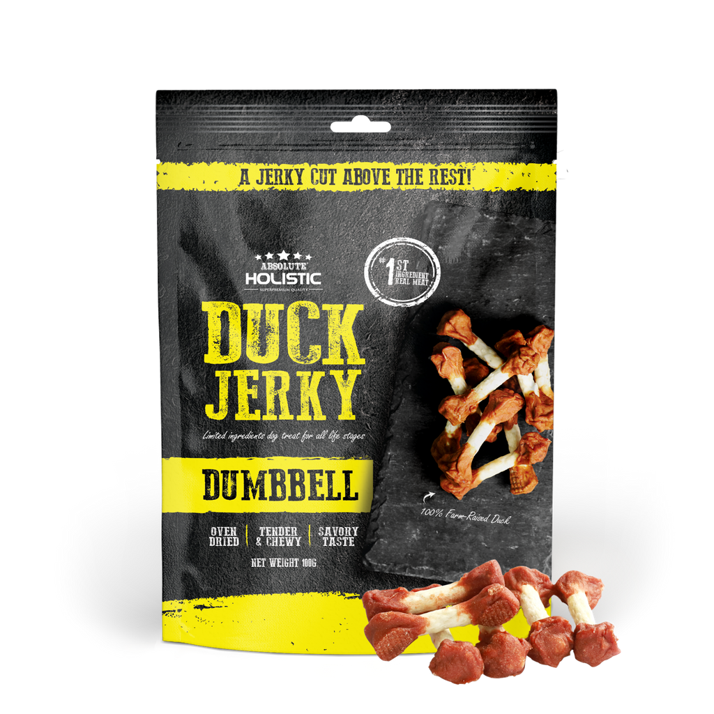 Absolute Holistic Grain Free Treats for Dog - Duck Jerky Dumbbell (100g).