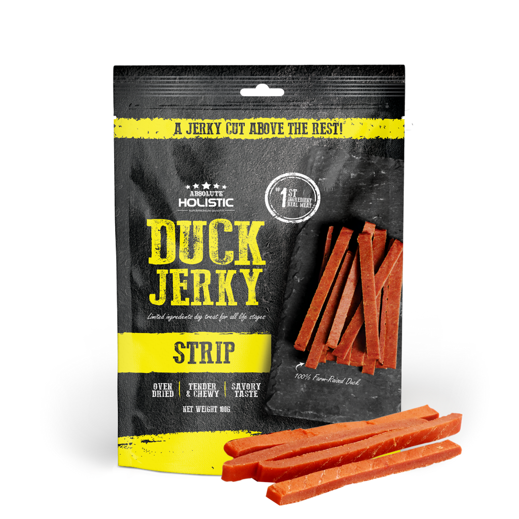 Absolute Holistic Grain Free Treats for Dog - Duck Jerky Loin Strip (100g).