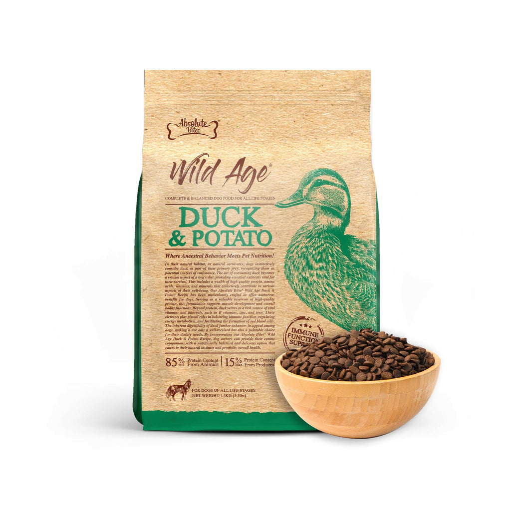 Absolute Bites Wild Age Dry Dog Food - Duck & Potato (3.3lbs).