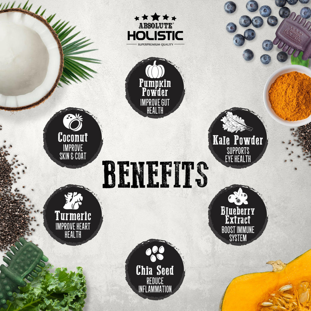 [CTN OF 50] Absolute Holistic BOOST Dental Chew for Dogs - Blueberry (4") | Infused with Superfood.