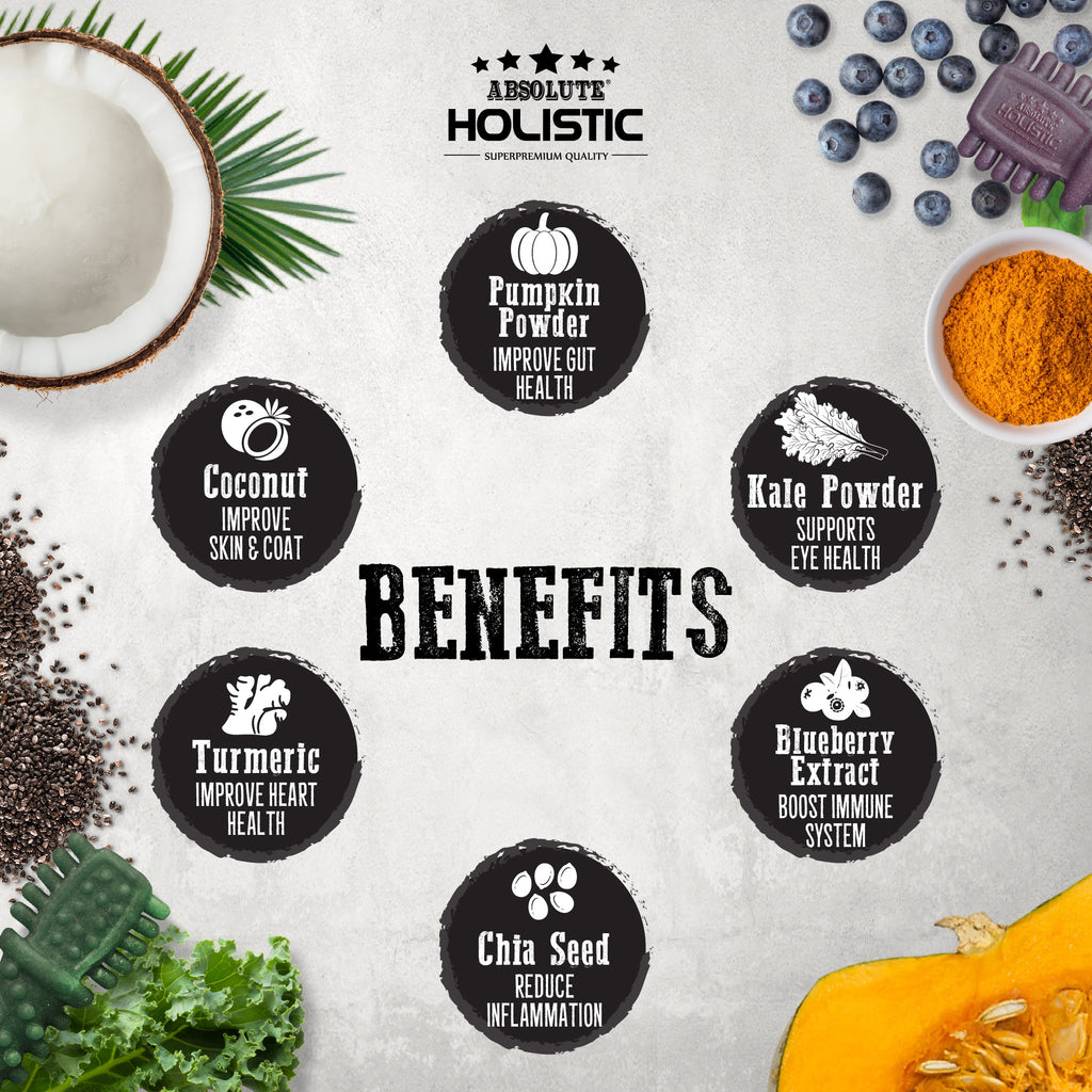 Absolute Holistic Jumbo Pack BOOST Petite Dental Chews for Dogs - Blueberry (450g).