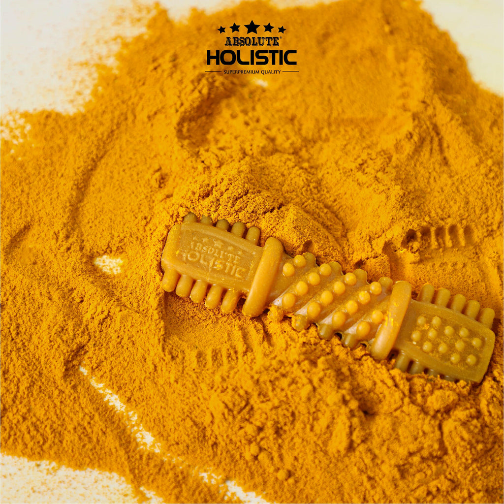 [CTN OF 50] Absolute Holistic BOOST Dental Chew for Dogs - Turmeric (4") | Infused with Superfood.