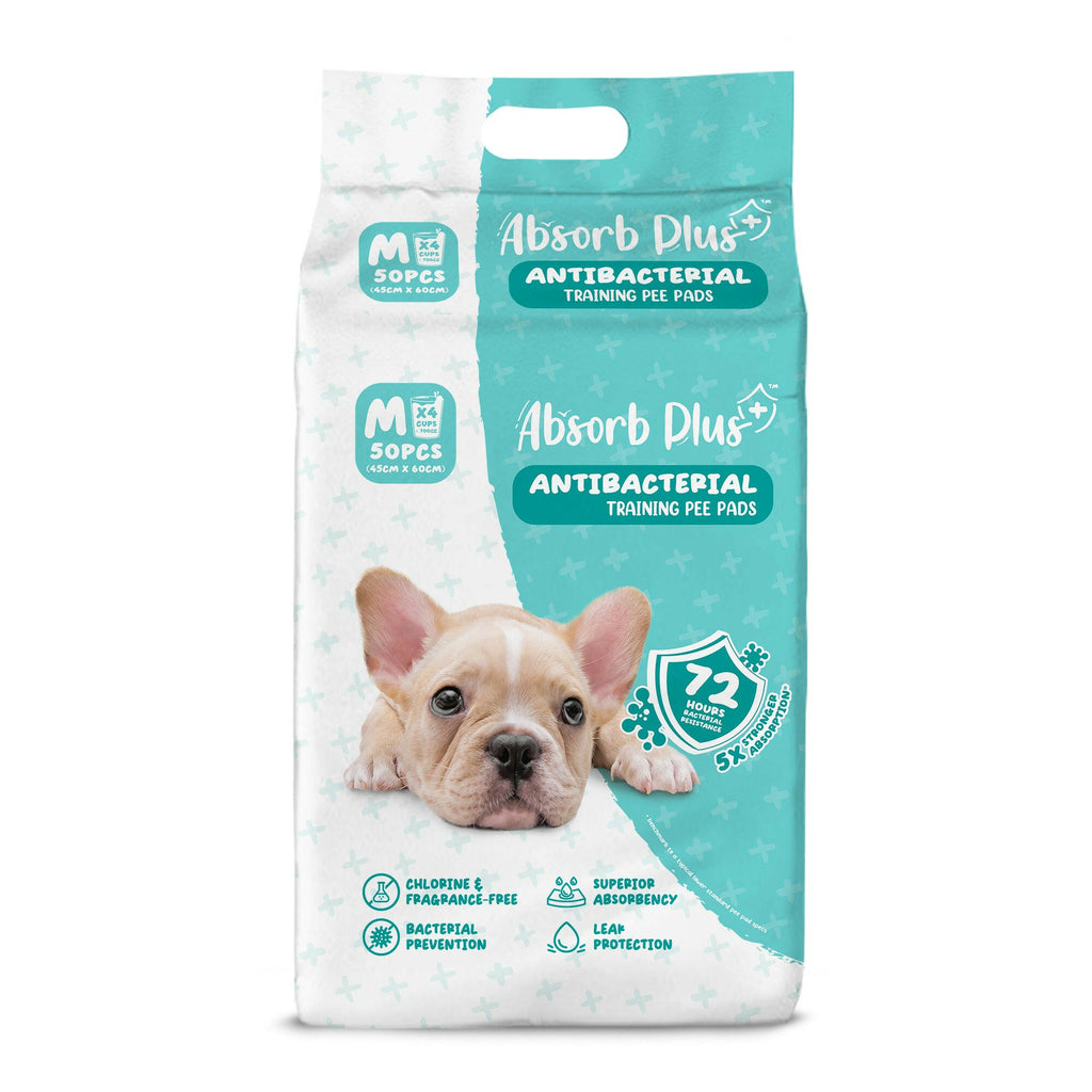 Absorb Plus Antibacterial Pee Pad Pet Sheets - M (50pcs) | 45cm x 60cm.